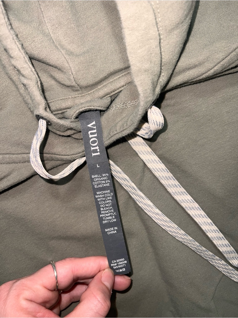 Vuori Sage Green Pullover Hoodie with Striped Drawcords - Picture 2 of 4